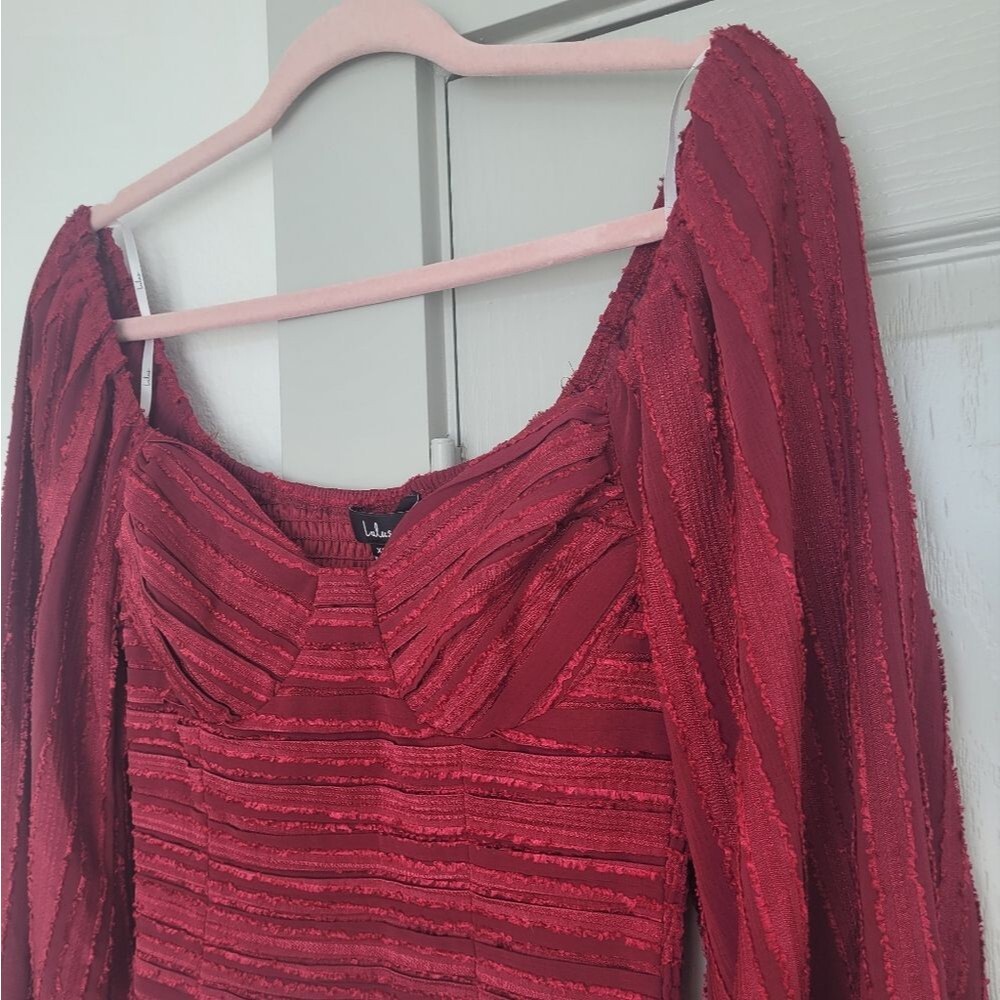 Lulus Red Sweetheart Balloon Sleeve Top XS NWT Smocked Back Boho Feminine